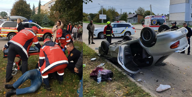 ДТП в Дубні: авто перекинулося на дах, водія діставали рятувальники (ФОТО)